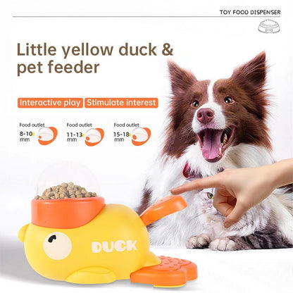 Yellow intelligent cartoon dog automatic feeder with large capacity and pet-pressing function