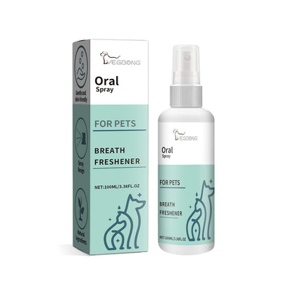 Pet Mint Fresh Breath Spray for dogs with grapeseed oil and vitamin C to reduce tartar and freshen breath