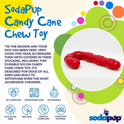 Candy Cane Nylon Dog Toy - Durable Chew for Aggressive Dogs | USA Made