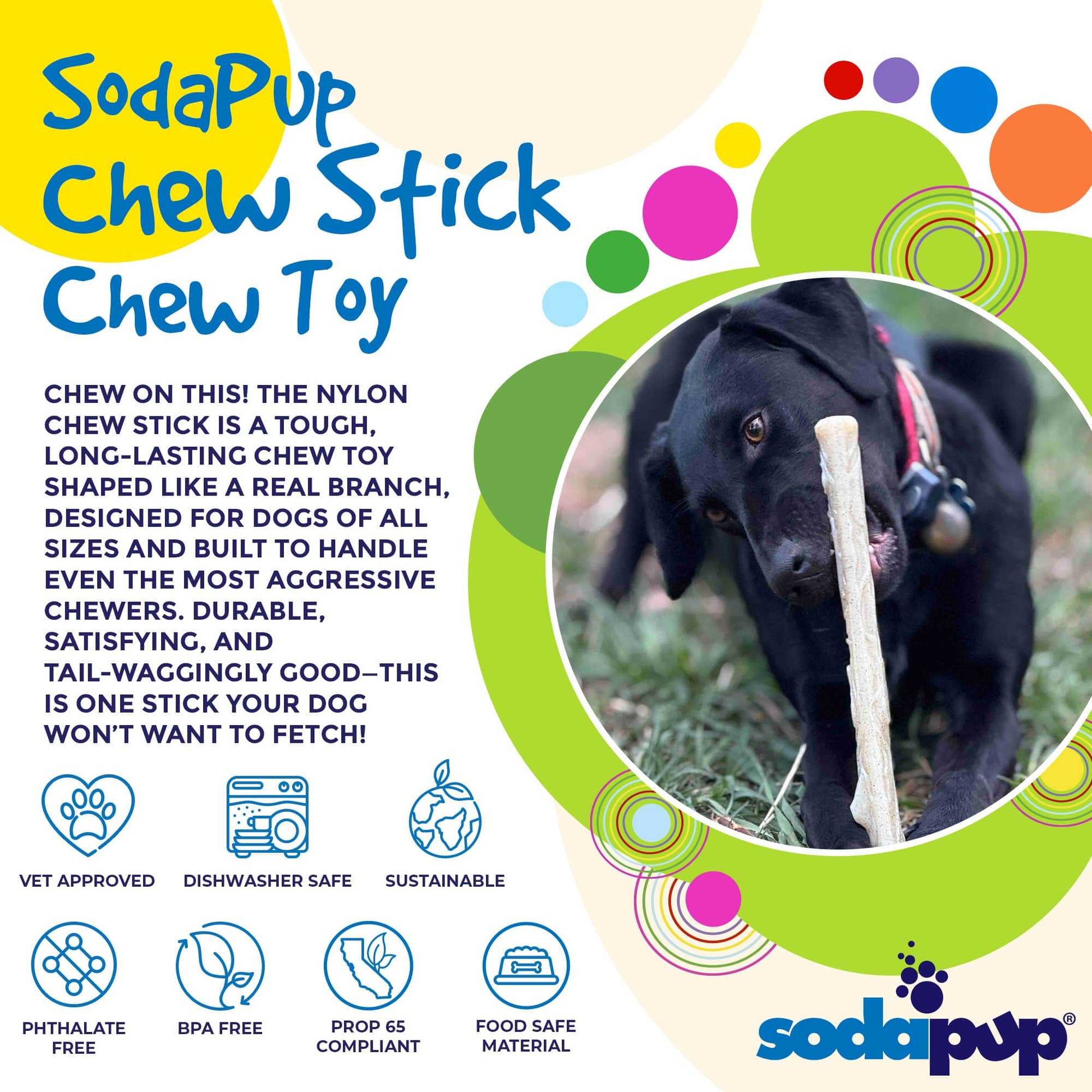 Durable nylon chew stick dog toy for aggressive chewers made in USA with dental benefits and long-lasting design