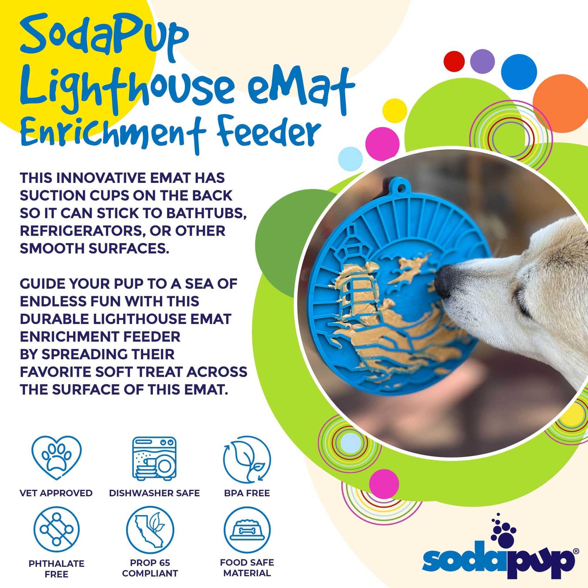 SodaPup Lighthouse eMat with suction cups for dog enrichment and anxiety relief