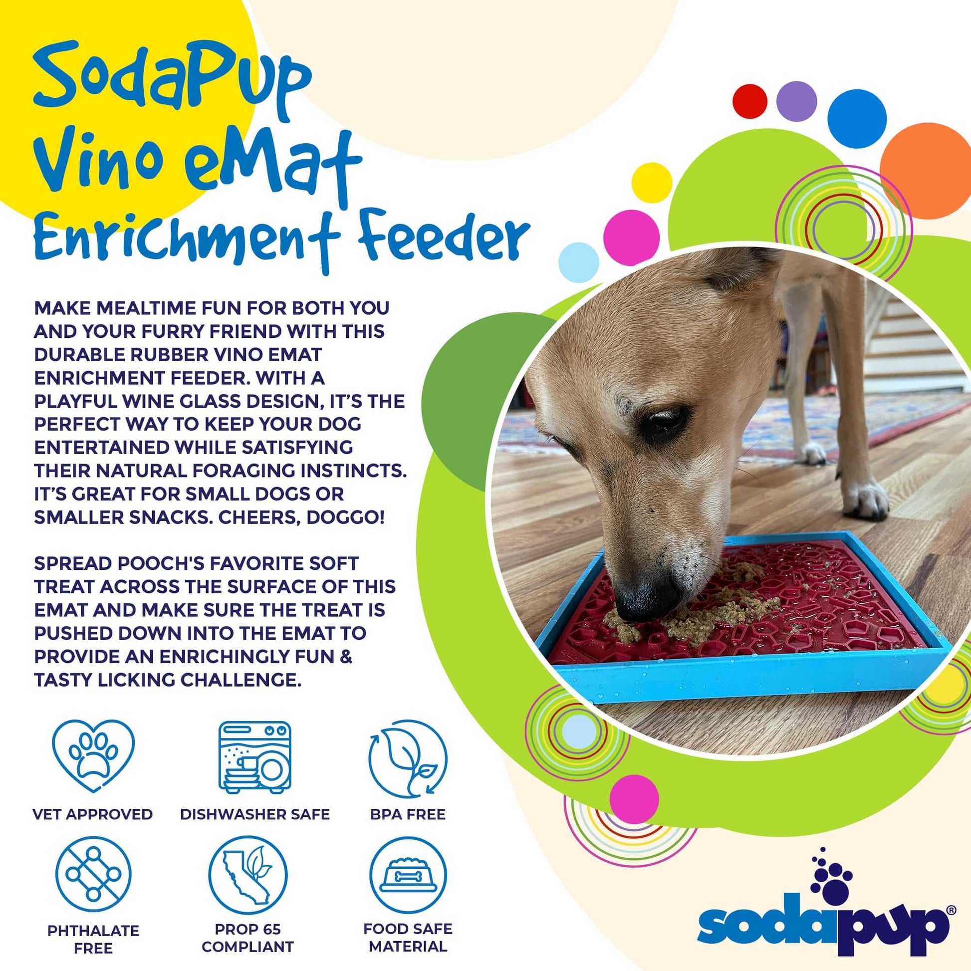 Vino Dog eMat with wine glass design for dog enrichment and anxiety relief
