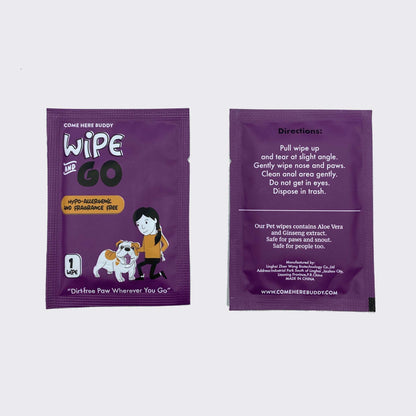 Individually packaged hypoallergenic dog wipes with ginseng and aloe vera for safe pet cleaning