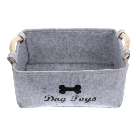 Dog Toy Storage Basket - Felt Organizer Bin for Pets