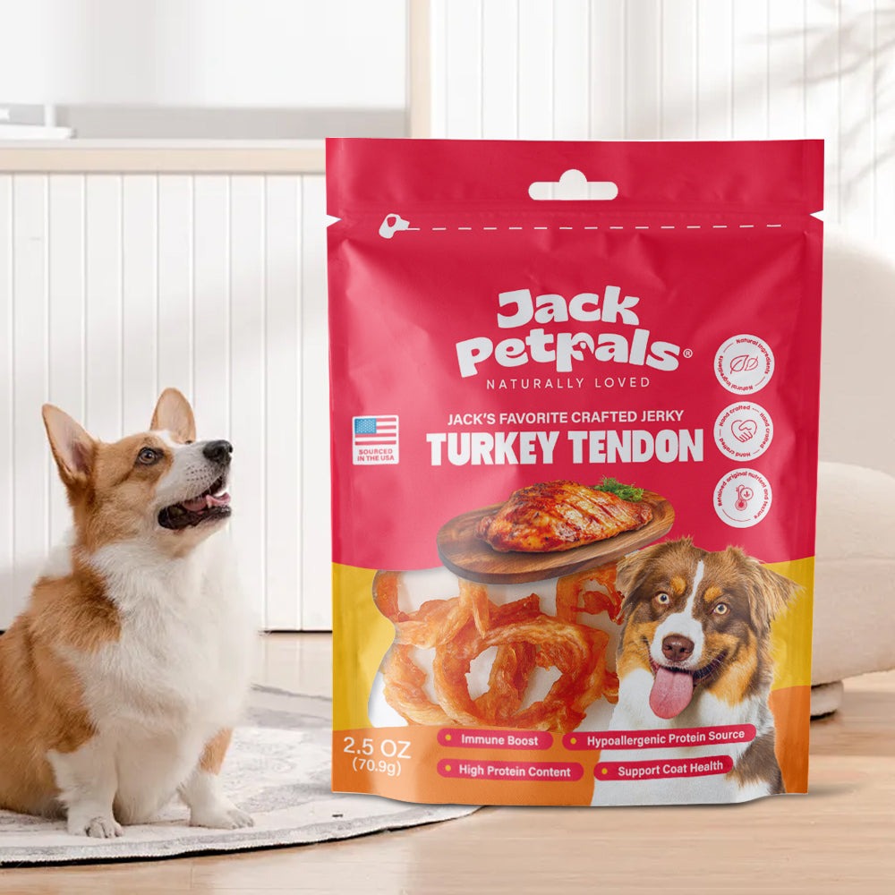 Jack PetPals Handcrafted Jerky Turkey Tendon Natural Dog Treats 2.5oz