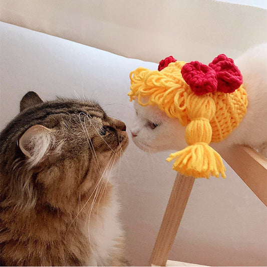 Funny Pigtails Pet Headgear Hat