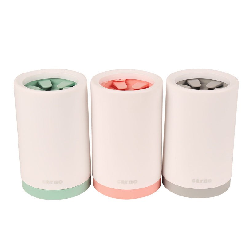 Portable paw cleaner with soft silicone bristles in multiple colors for gentle pet paw cleaning