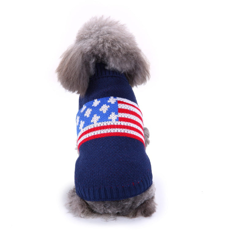 Pet Bone Stripe High Neck Christmas Sweater