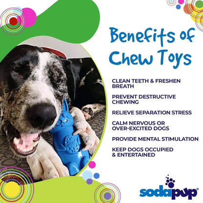 Dog chewing durable blue Bunny Nylon Chew Toy by SodaPup for aggressive chewers