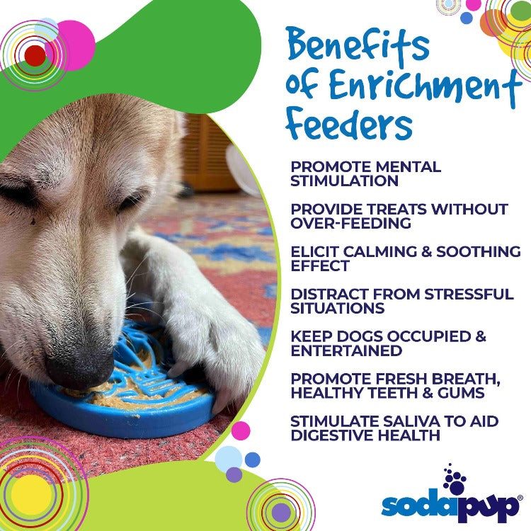 Dog using Air Nylon eCoin lick mat for enrichment and mental stimulation by SodaPup