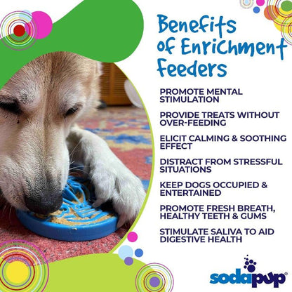 Dog using Air Nylon eCoin lick mat for enrichment and mental stimulation by SodaPup