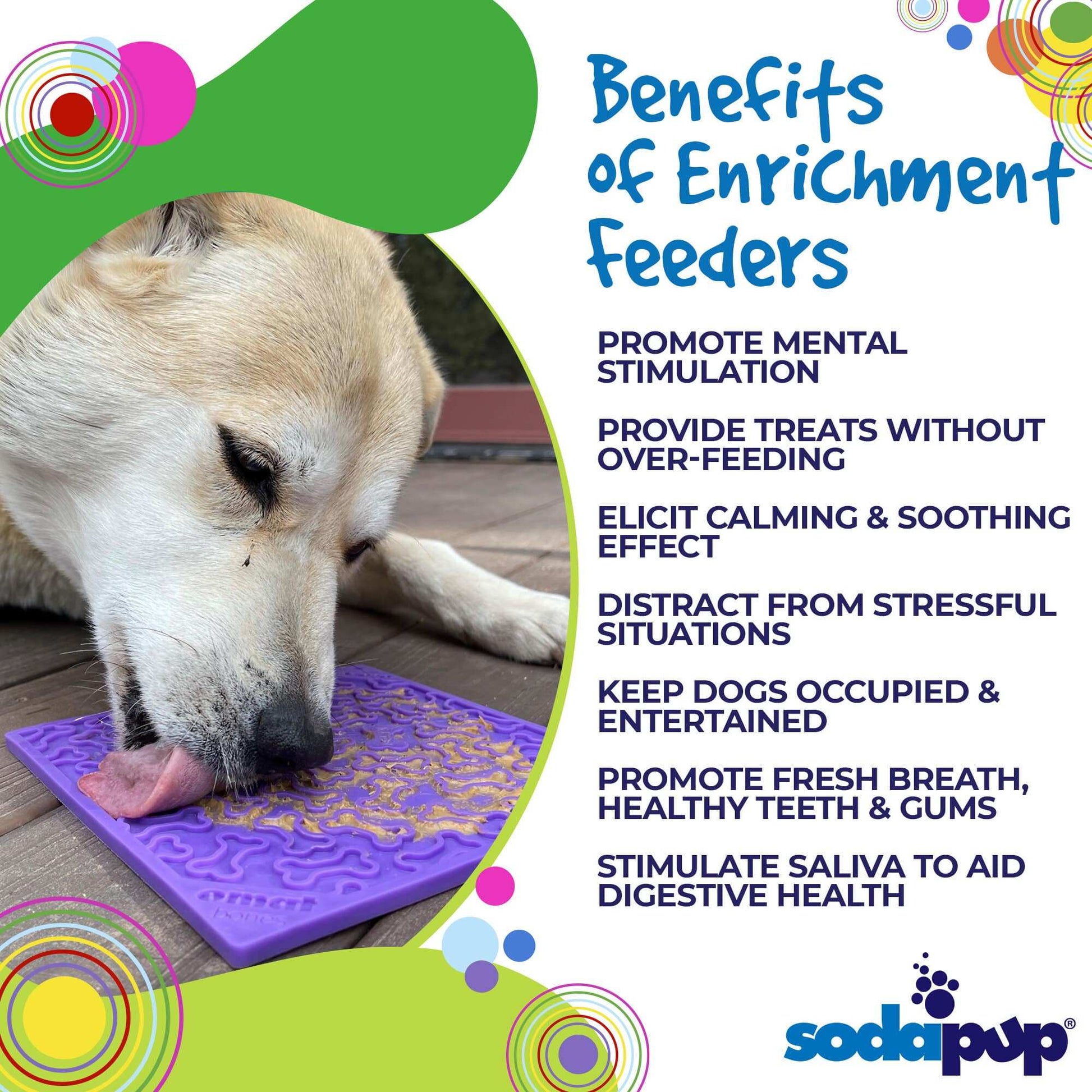 Purple Bones eMat lick mat with textured bone pattern for dog enrichment and anxiety relief