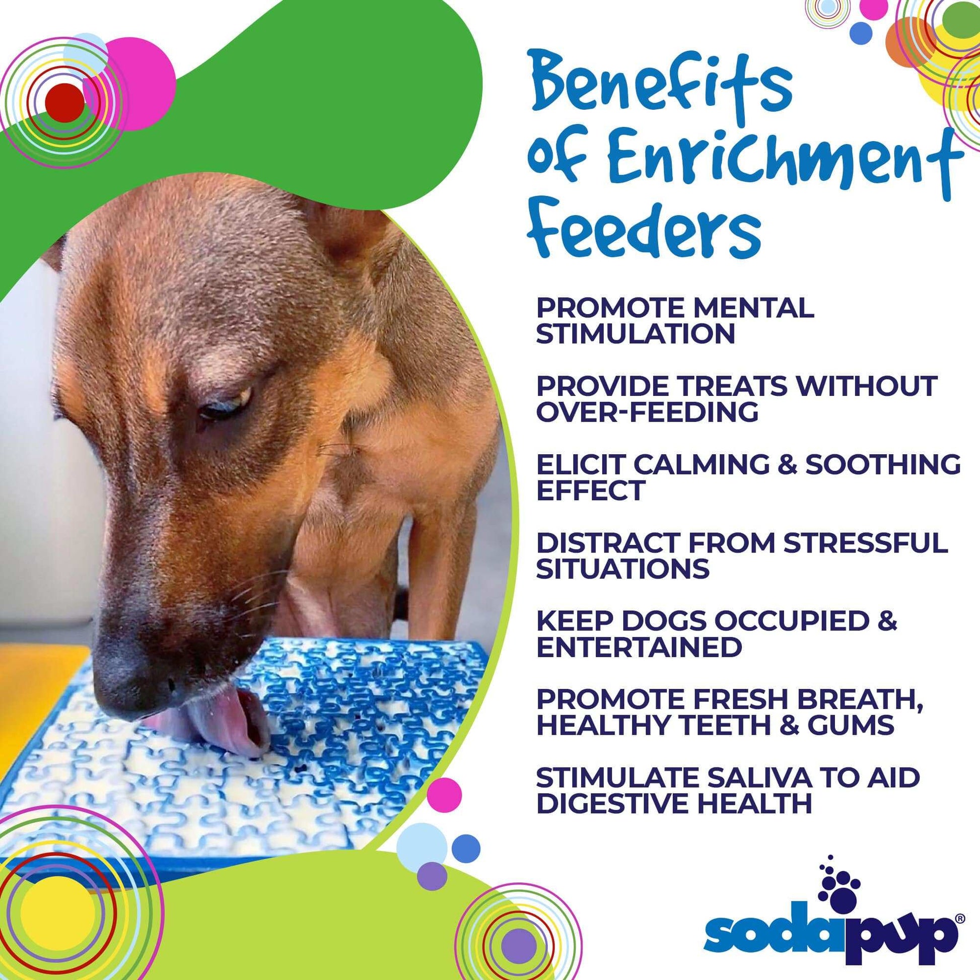 Dog licking blue Jigsaw Puzzle eMat lick mat for mental stimulation and anxiety relief with puzzle design and varied textures by SodaPup