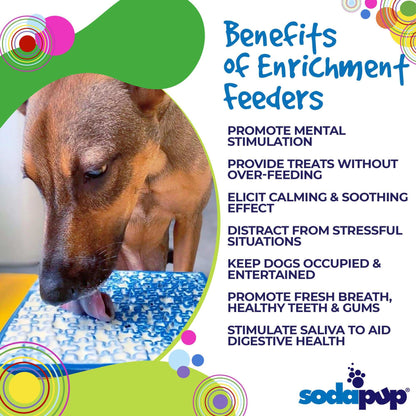 Dog licking blue Jigsaw Puzzle eMat lick mat for mental stimulation and anxiety relief with puzzle design and varied textures by SodaPup