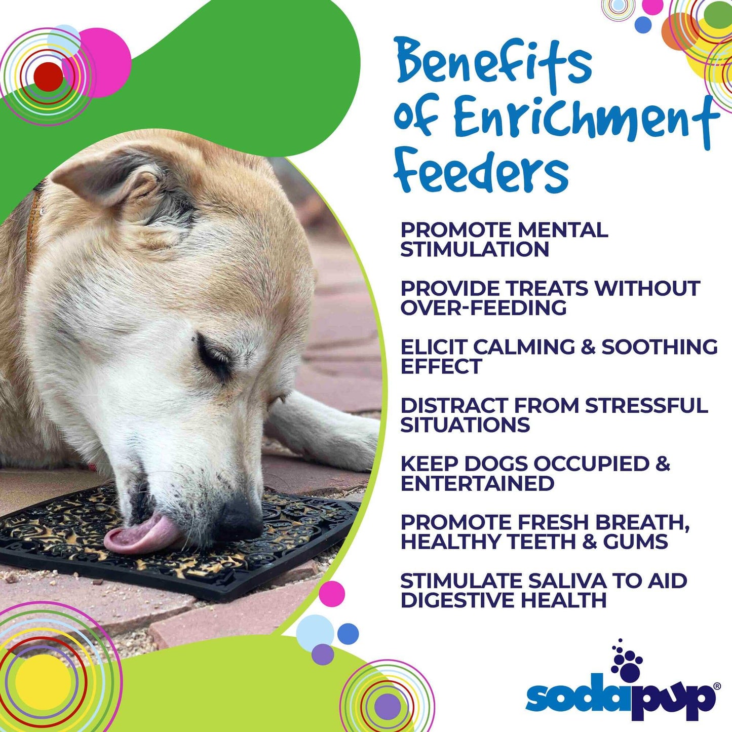 Dog licking SodaPup Zombie eMat Halloween skull lick mat for mental enrichment and anxiety relief