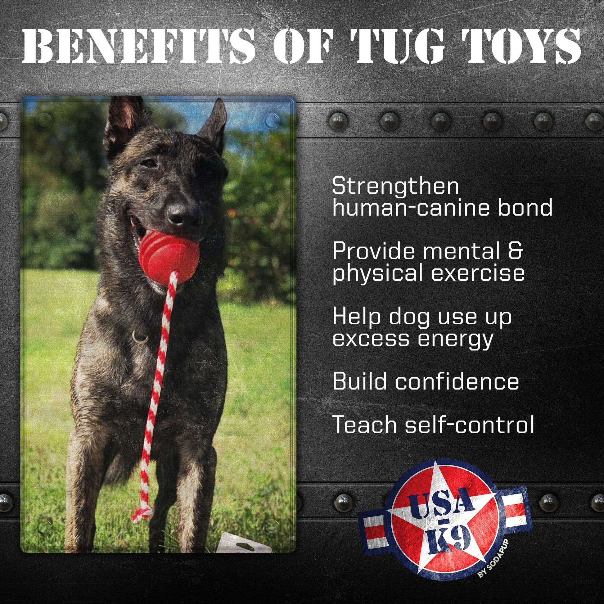 USA-K9 Stars and Stripes red durable rubber chew ball for large dogs