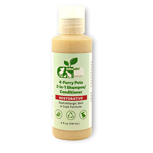 4-Furry Pets restorative 2-in-1 shampoo and conditioner bottle