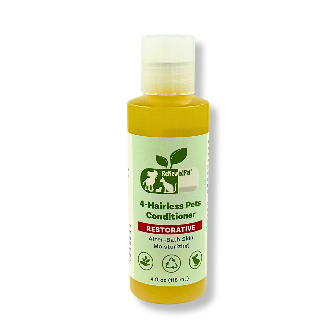 4-Hairless Pets Restorative Conditioner bottle for rash relief in hairless pets