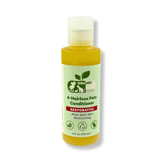 4-Hairless Pets Restorative Conditioner bottle for rash relief in hairless pets