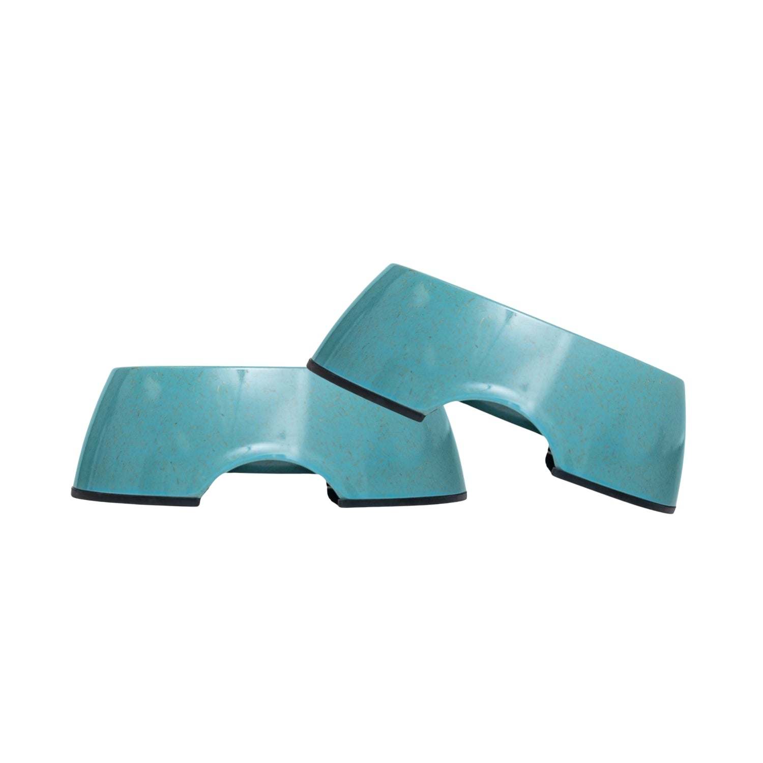 Country Living teal blue natural fiber dog bowls set with anti-skid base and ergonomic grip
