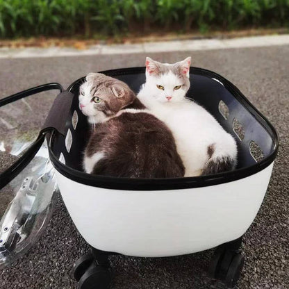 Transparent capsule pet travel trolley carrier bag stroller with wheels for small dogs and cats