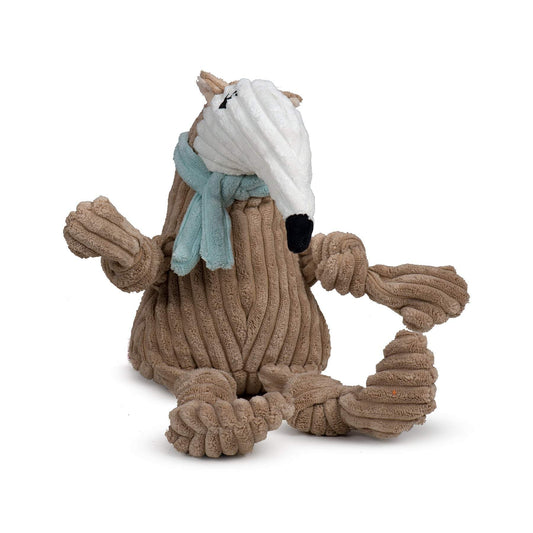 Large Nibblet Anteater Knottie® plush dog toy with long nose and knotted limbs for durable interactive play