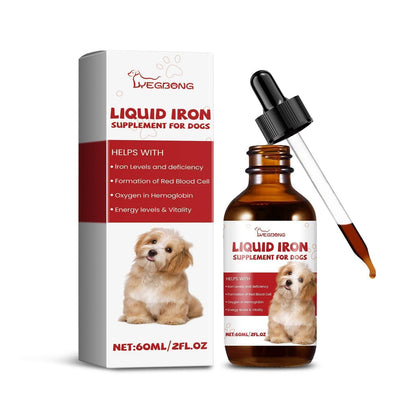 Pet dog syrup bottle with peppermint extract for supplementing dogs' iron and vitality