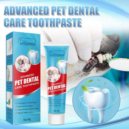 Pet toothpaste for dogs and cats with plaque and tartar removal, fresh breath, and gum care