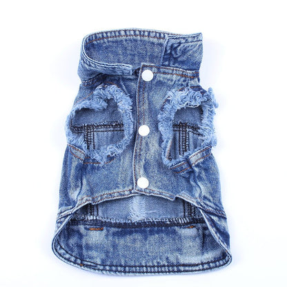 Dog Jean Jacket - Stylish Blue Denim Pet Coat & Vest for Small Dogs