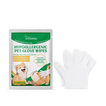 Pet disposable cleaning gloves with glycerin and lemon extract for gentle pet hair and skin care