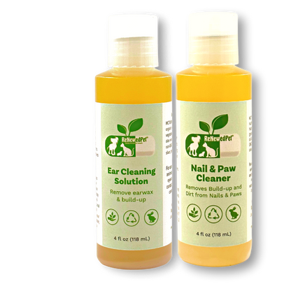 4-ALL PETS Ear and Nail Cleaner Kit with natural vet-approved ear cleaning solution and nail & paw cleaner bottles