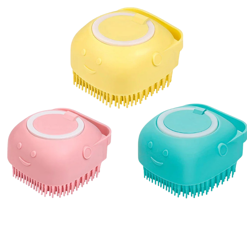 Dog Bathing Brush with Shampoo Dispenser - Soft Silicone Massage Tool