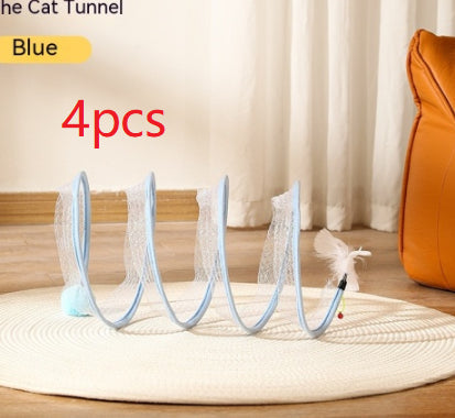 Folded Cat Tunnel S Type Cats Tunnel Spring Toy Mouse Tunnel Cat Outdoor Cat Toys For Kitten Interactive Cat Supplies