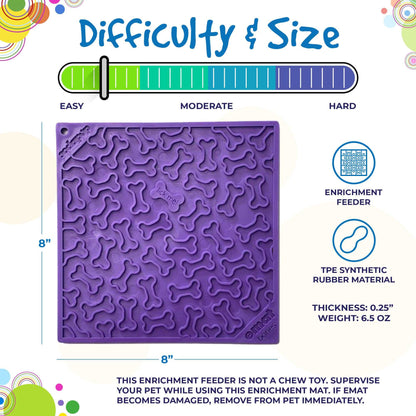 Purple SodaPup Bones eMat dog lick mat with textured bone design for anxiety relief and mental stimulation