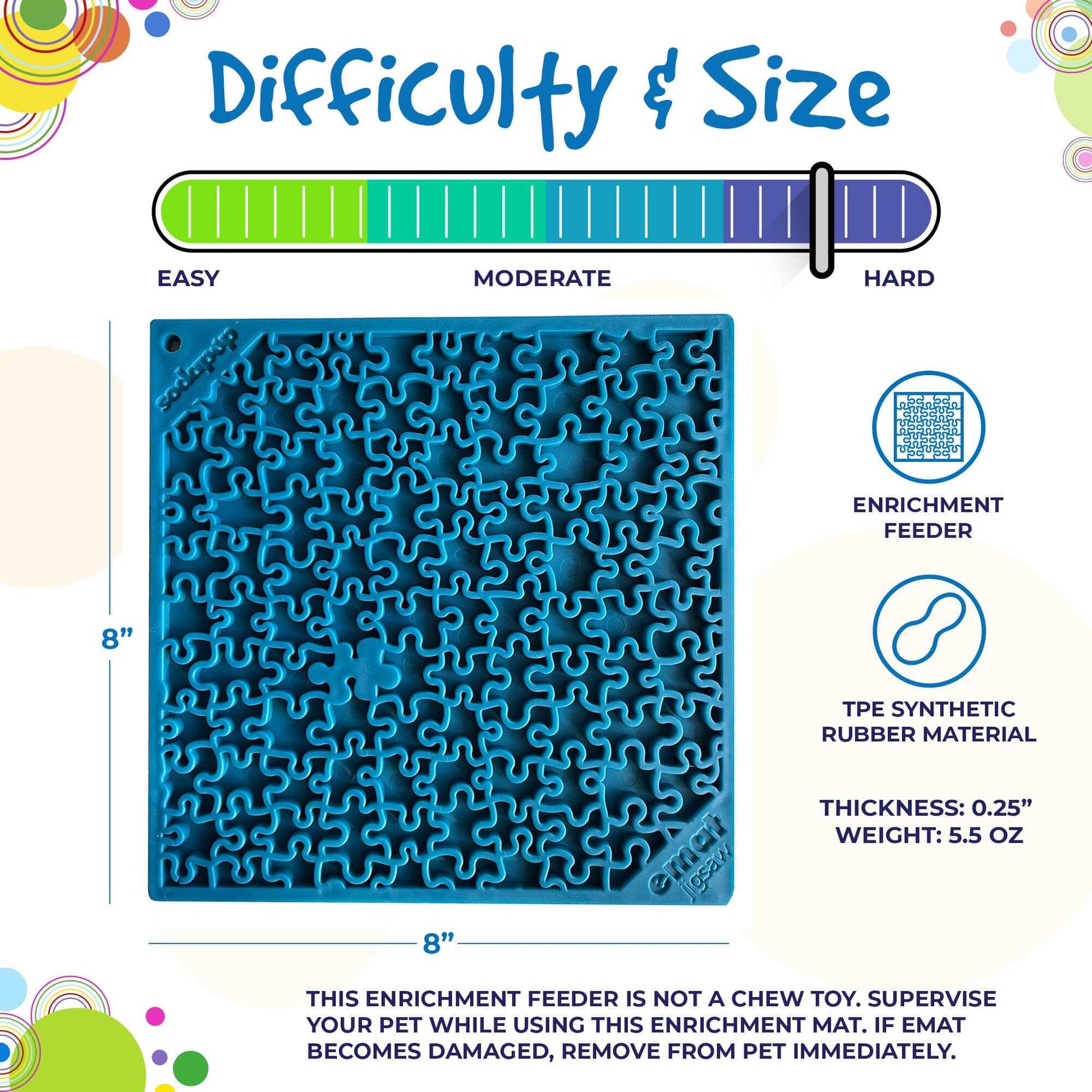 Blue Jigsaw Puzzle eMat dog lick mat with intricate puzzle design for mental enrichment and anxiety relief.