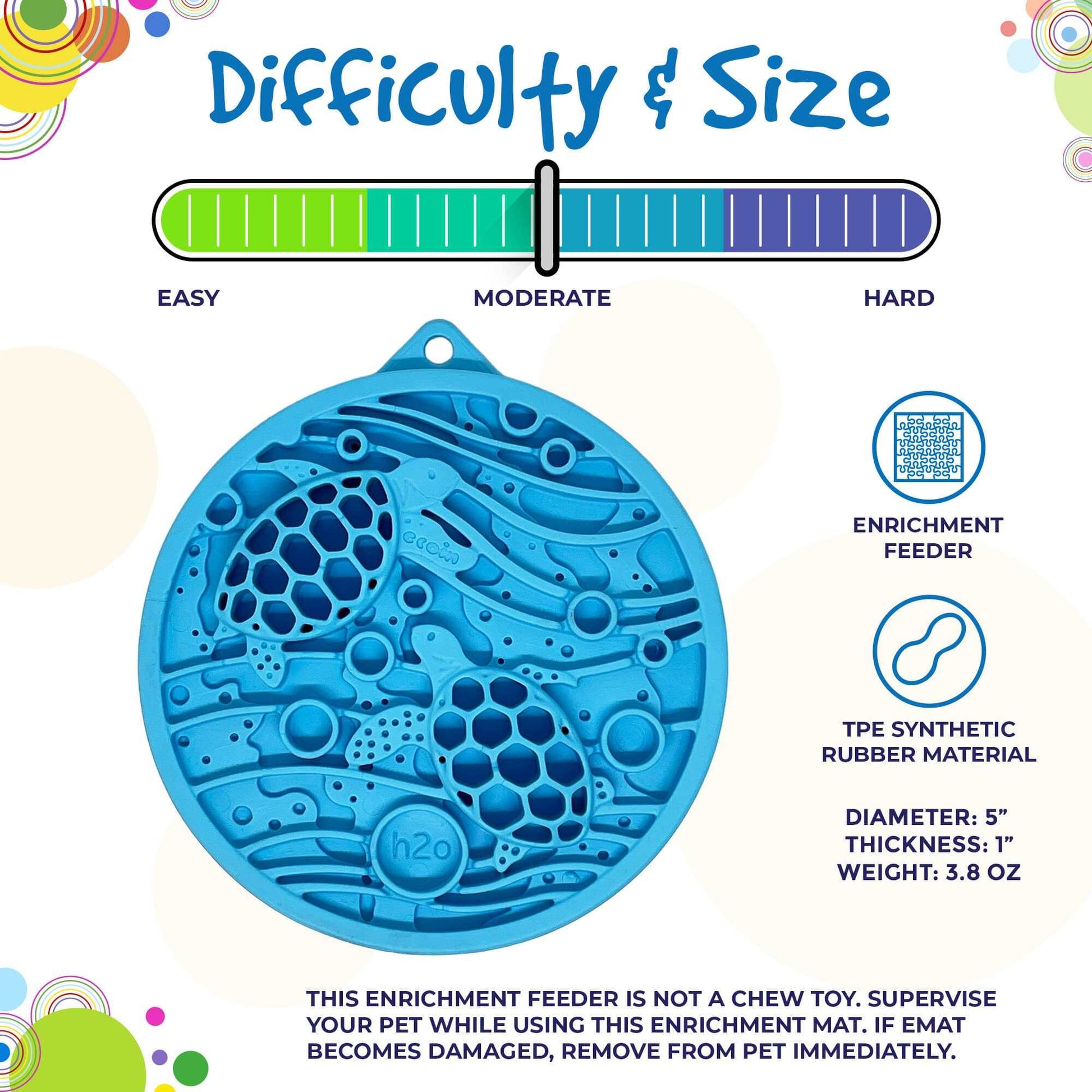 Turtle eMat-Mini blue enrichment lick mat with suction cups for small dogs and cats