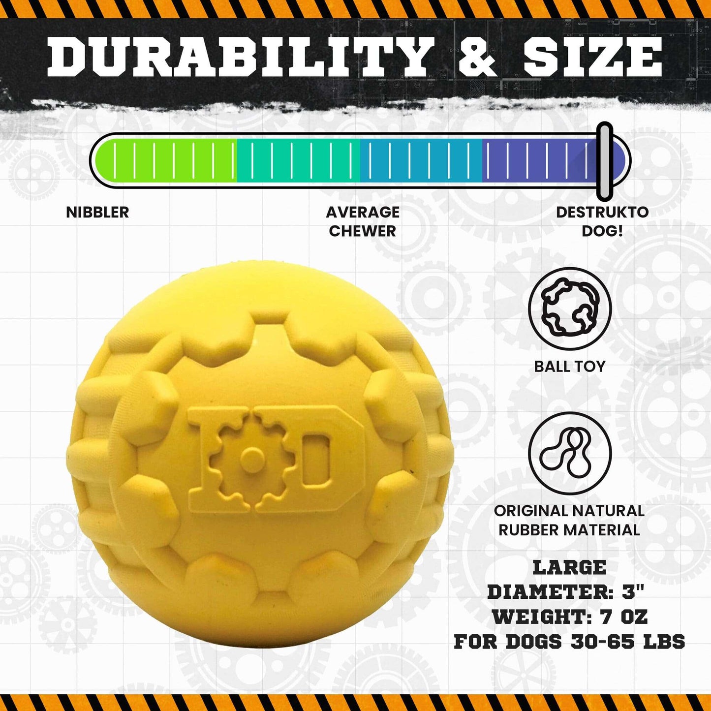 Durable Rubber Chew Ball - Ultra-Durable Dog Toy for Power Chewers!