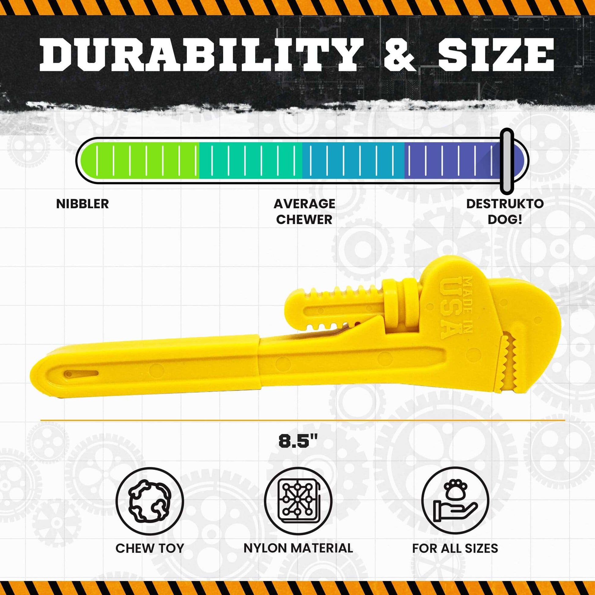 Pipe Wrench Nylon Dog Toy for Aggressive Chewers - USA Made | SodaPup