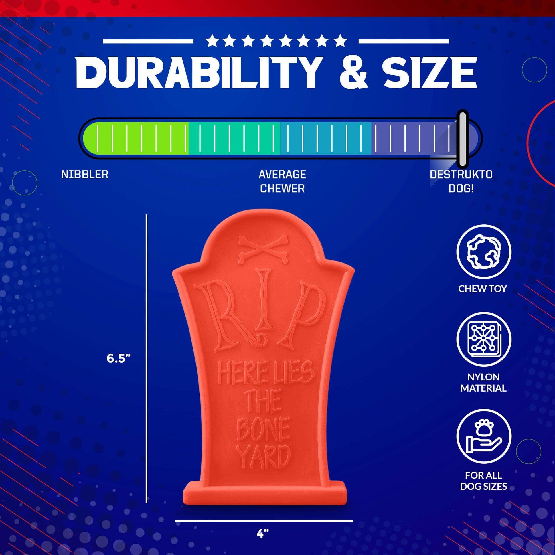 Headstone Ultra Durable Nylon Dog Chew Toy bright orange indestructible dog toy for aggressive chewers