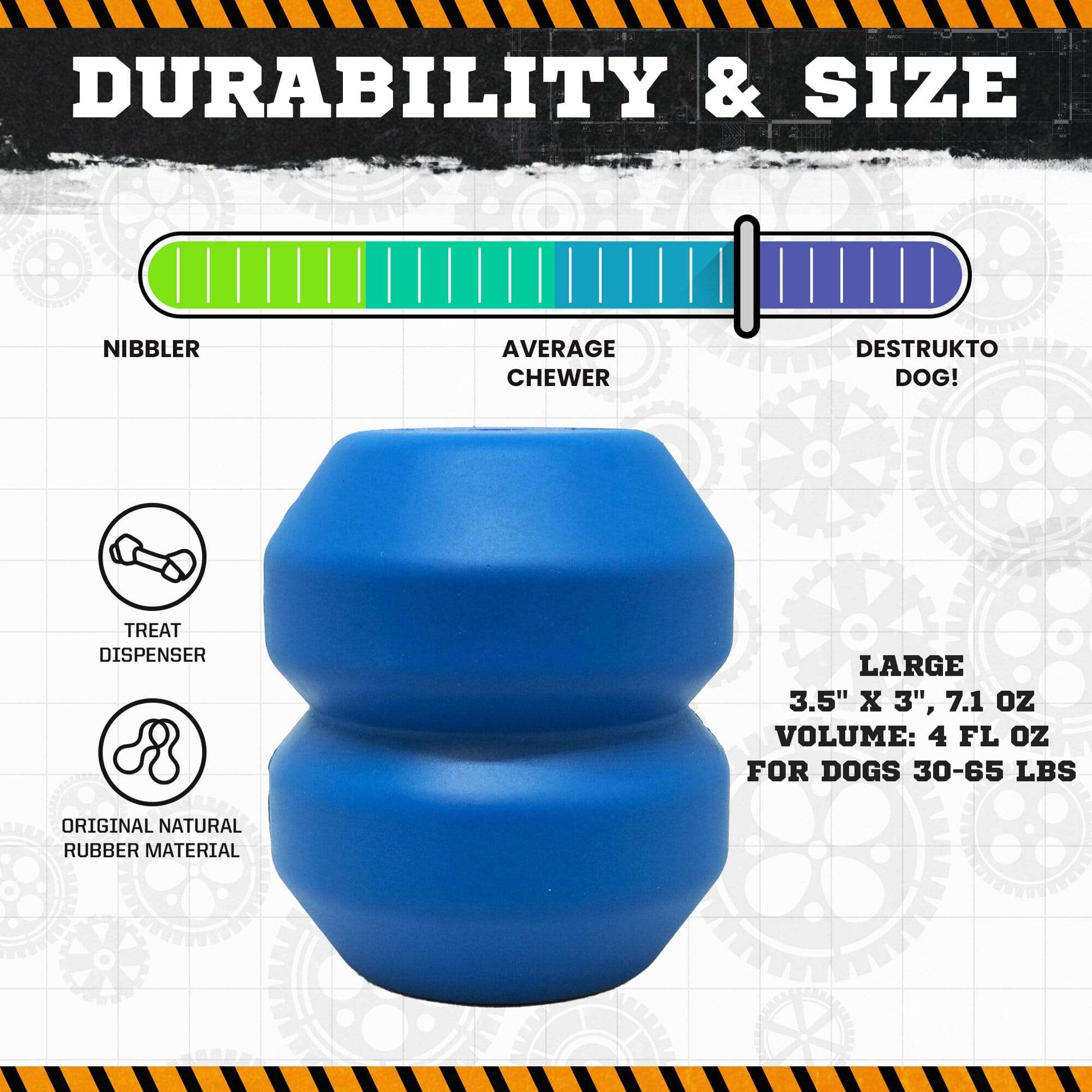 Double Trouble Durable Rubber Chew Toy - Tough Toy, Dispenser for Dogs