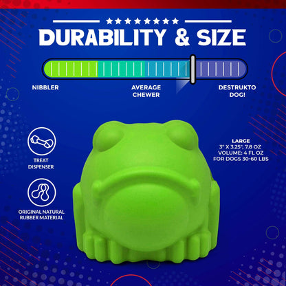 Large durable Bull Frog eDispenser rubber chew toy and treat dispenser for dogs
