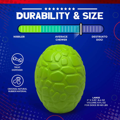 Dinosaur Egg eDispenser Durable Rubber Chew Toy and Treat Dispenser