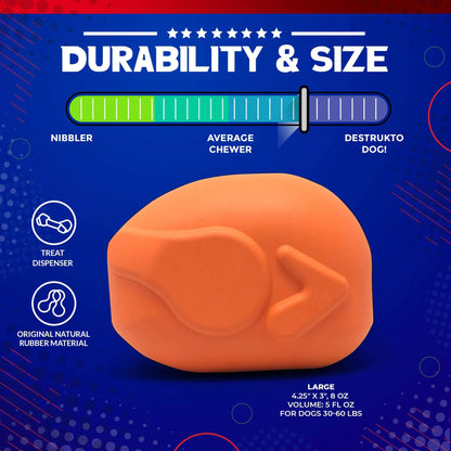 Roasted Turkey Toy: Durable Rubber Treat Dispenser & Chew Toy for Dogs