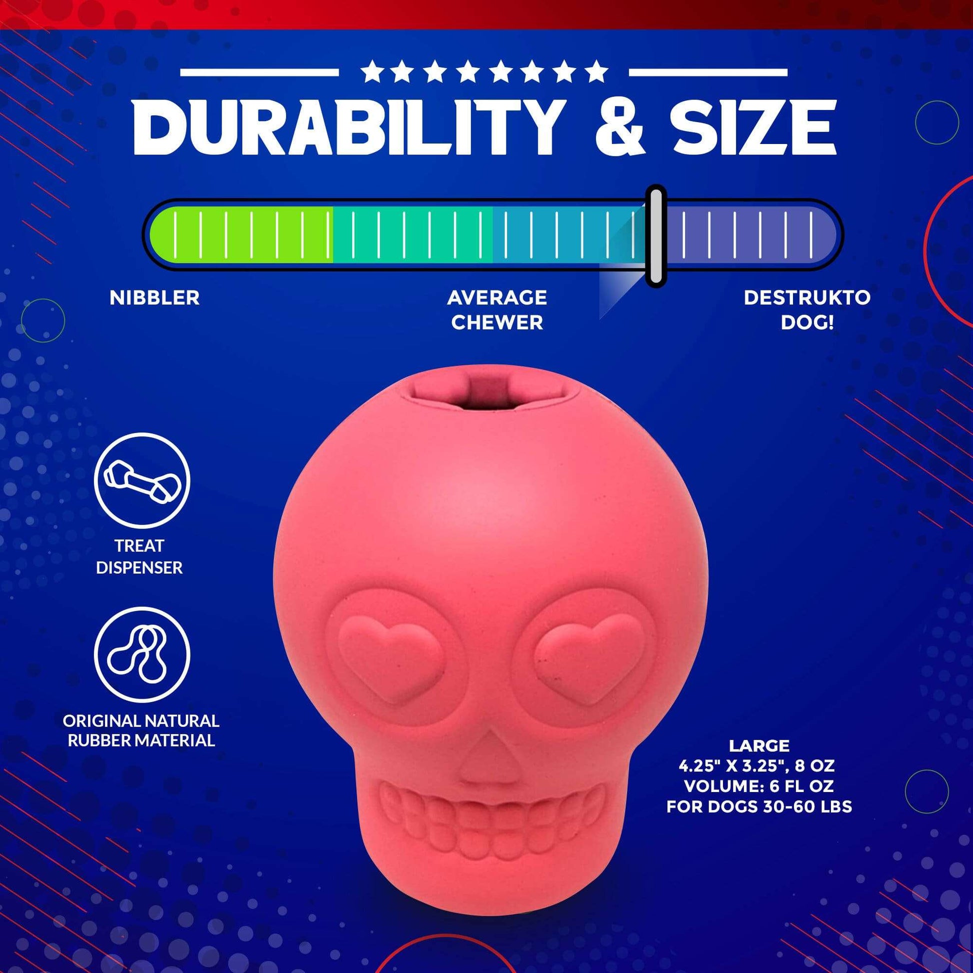 Sugar Skull eDispenser Durable Rubber Chew Toy and Treat Dispenser!