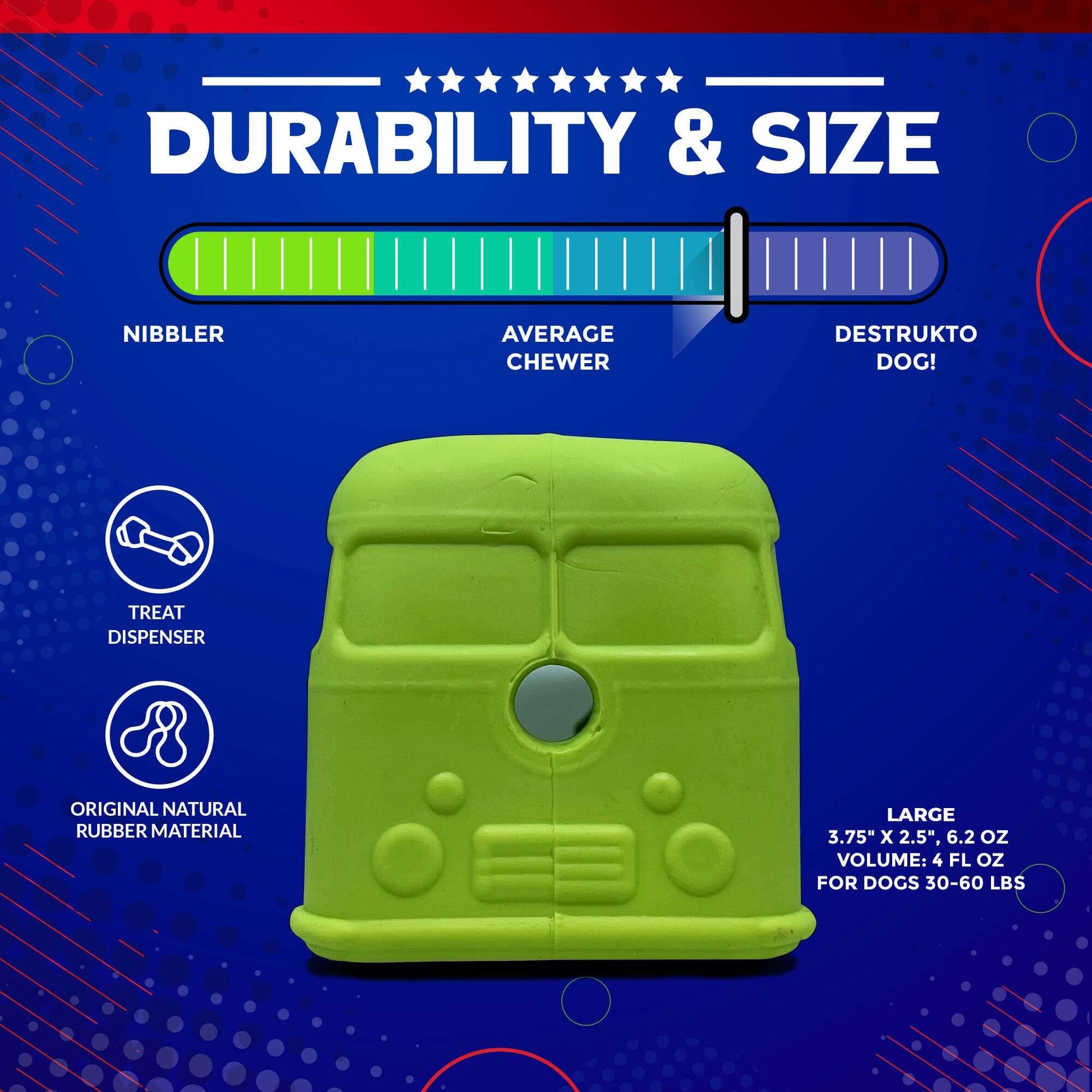 Green Retro Van Durable Chew Toy - Long-Lasting Treat Dispenser for Dogs