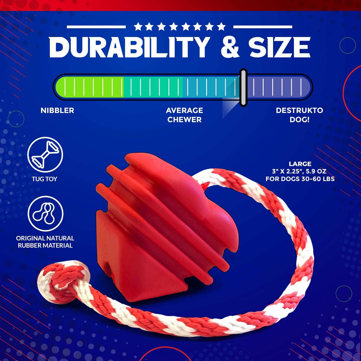 Large Rubber Heart on a String Toy - Durable Dog Chew & Fetch Ball