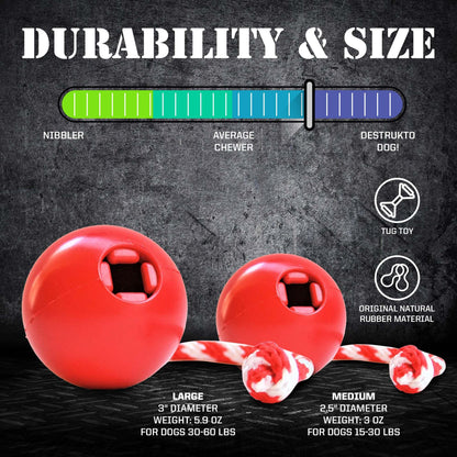 USA-K9 Cherry Bomb durable rubber chew toy for dogs, multipurpose treat dispenser and tug toy