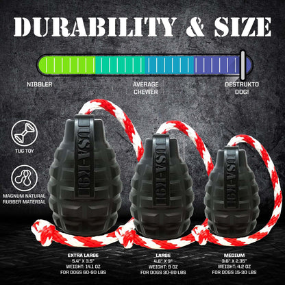USA-K9 Magnum Grenade: Durable Rubber Chew and Treat Dispenser Toy!