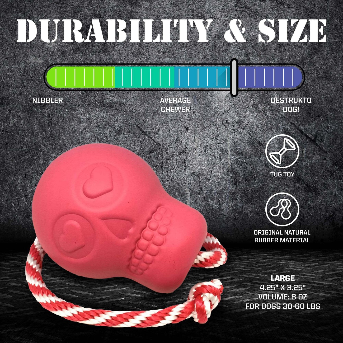 USA-K9 Skull Durable Rubber Chew Toy for Heavy Chewers Treat Dispenser