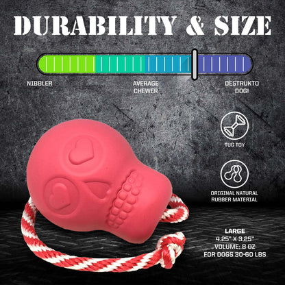 USA-K9 Skull Durable Rubber Chew Toy for Heavy Chewers Treat Dispenser